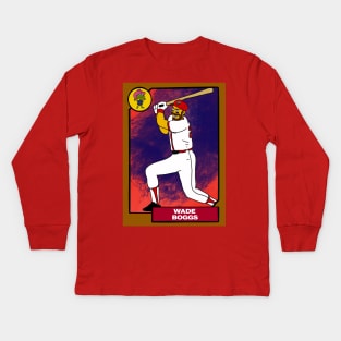 WADE BOGGS Red Sox Homer at the Bat Style Simpsons Parody Baseball Card Kids Long Sleeve T-Shirt